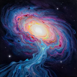 ( ( dither ) ), editorial illustration nebula melting into dark starry rivers acrylic pour style, modern art deco, colorful, ( ( mads berg ) ), christopher balaskas, victo ngai, moebius, rich grainy texture, detailed, dynamic composition, wide angle, bauhaus, geometric