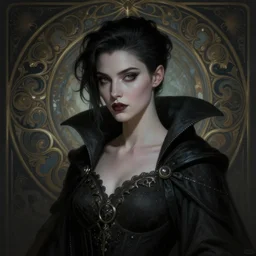 a beautiful cinematic female Necromancer Sorceress, fantasy magic, undercut hairstyle, dark light night, intricate, elegant, sharp focus, illustration, highly detailed, digital painting, concept art, matte, art by WLOP and Artgerm and Greg Rutkowski and Alphonse Mucha, masterpiece