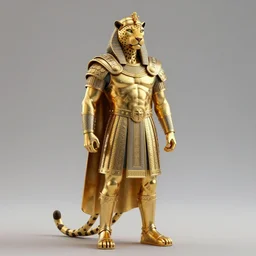 hyper realistic king of babilon with the head of leopard full gold armour, photorealistic, 3 d render cinema 4 d, 8 k texture, concept art by greg rutkowski, ilya kushinov, gaston bussiere, craig mullins