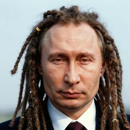 a picture of vladimir putin with dreadlocks, portrait, closeup, colorful, ektachrome, f / 2 2