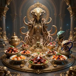 magical and mystical, illustrious, alien food, octane render, photorealism, highly detailed, hdr, 8 k, complex 3 d render, hyper detailed, ultra sharp