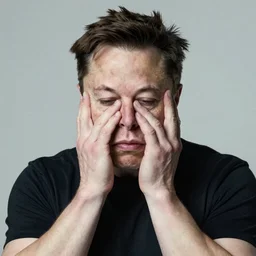 the portrait of depressed, miserable, sorrow elon musk worrying he forgot to unplug the iron. wearing fashionable sun glasses. colorful pop art, modern art, by andy warhol