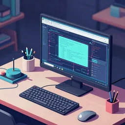 a computer assembly diagram, detailed, aesthetic, vaporwave colors, faded effect,