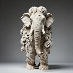 a perfect photograph of a high fashion french rococo man decorated with helical spiny fronds, a pure organic masterpiece of balanced chaos. he stands perfectly lit, high contrast. but he has no mouth or nose. a fearsome bulbous mammoth.