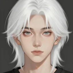 boy with white shoulder-length hair. beautiful hyperdetailed eyes, concept art, illustration, by greg rutkowski
