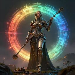 a technopunk cybercore steampunk muse, the maiden of music and enlightenment, hyperintricate digital art, color - wheel, contrast maximization, trending on behance hd