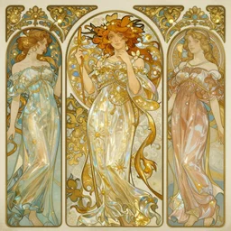 rococo and art nouveau fusion backdrop, frilly gold lame and iridescent diaphanous silk, fantasy, intricate, elegant, highly detailed, digital painting, artstation, concept art, matte, sharp focus, illustration, hearthstone, art by artgerm and greg rutkowski and alphonse mucha