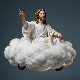 “ Jesus driving a cloud car in the style of michelangelo”