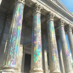 hologram pillars with the alphabet engraves on it in a temple, magnificent, close up, details, sharp focus, elegant, highly detailed, illustration, by Jordan Grimmer and greg rutkowski and PiNe(パイネ) and 薯子Imoko and 香川悠作 and wlop and maya takamura, intricate, beautiful, Trending artstation, pixiv, digital Art
