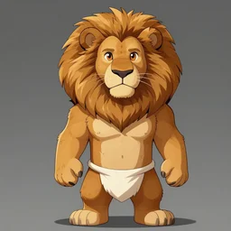 digital painting of a lion wearing a loincloth, fursona, furry art, stylized, cel shaded, ultra detailed, anime key visual, wlop