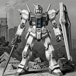 gundam mecha robot megaman transformer, high details, masterpiece engraving by takato yamamoto, gustave dore, jean giraud