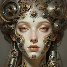 symmetry!! zuleidy, machine parts embedded into face, intricate, elegant, highly detailed, digital painting, artstation, concept art, smooth, sharp focus, illustration, art by artgerm and greg rutkowski and alphonse mucha, 8 k