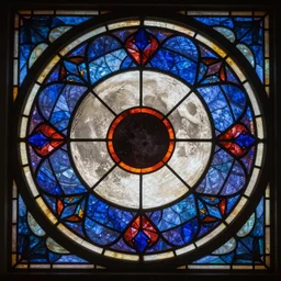 full moon in the style of a stained glass window, intricate, eclipse, highly detailed, artstation 4k 8k