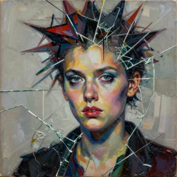 beautiful distortion, digital collage, decoupage, assemblage, photomontage, canvas texture, contemporary art, punk art, photorealistic, portrait, expressionism, masterpiece, dynamic composition, spectacular quality, intricate oil details, broken glass