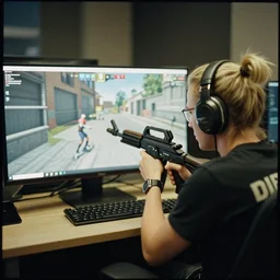 Bjork playing Counter Strike 1.6, 35mm film
