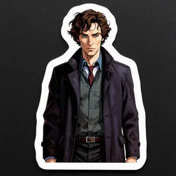 dye cut sticker of benedict cumberbatch as bbc sherlock by hirohiko araki in the style of jojos bizarre adventure