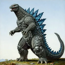 godzilla by sandro botticelli, painting