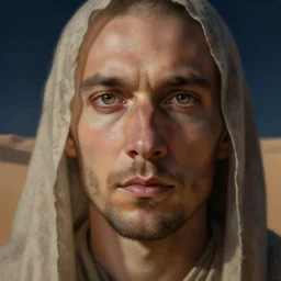 portrait of a desert mage, extreme fine detail background, night, highly detailed, detailed eyes, high quality, digital painting, hyperrealistic, by gaston bussiere, j. c. leyendecker, craig mullins