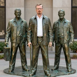 walter white and jesse pinkman transformed into inanimate bronze statues