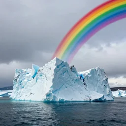 photo iceberg with rainbow color paint