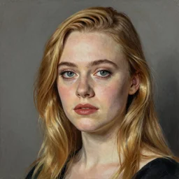 Elle Fanning, head and shoulders portrait, extremely detailed masterpiece, by Picasso,