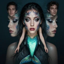 ( ( ( portrait of mermaid ) ) ), zoom, rule of thirds, intricate, attractive, symmetrical!!, makeup, loreal, maybelline, sephora, loreal, artstation, art by greg rutkowski and gonzalo ordonez arias, and artgerm, filmic, vsco, moody, gotham, concept art, cg society,