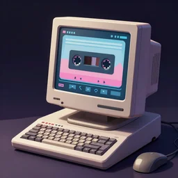 Render art of a retro cassettepunk computer terminal deviantart artstation 4k