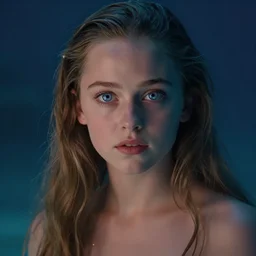 Portrait photo of Daisy Ridley as the little mermaid, cinematic lighting, starlit shining eyes