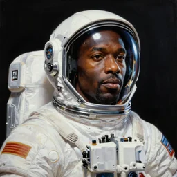 ultra realistic portrait painting of virgil abloh as a retro - futuristic astronaut, art by frank frazetta, 4 k, ultra realistic, highly detailed, epic lighting
