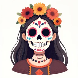 Illustration of a sugar skull day of the dead girl, art by kilian eng