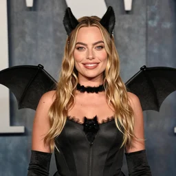 Margot Robbie as a cute bat