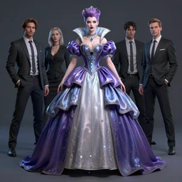 a cyberpunk queen in a eccentric ball gown, straight on, by artgerm, jamie hewlett, tom bagshaw, gerald brom, 4 k, smooth, hd, substance designer render, full body character concept art, 2 point studio lighting,