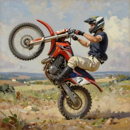 napoleon performing stunts on a motorcycle. detailed oil painting.
