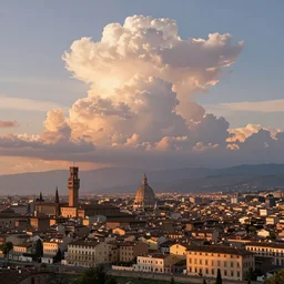 key anime visual portrait of an italian city sunset, cumulonimbus clouds, modern anime still, 4 k