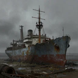 abandoned shipyard, digital painting, artstation, concept art, by donato giancola, Sean Yoro, Greg Rutkowski, trending on Artstation, Joseph Christian Leyendecker, WLOP, Boris Vallejo, dark, moody, foggy