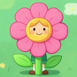 beautiful cartoonish flower woman