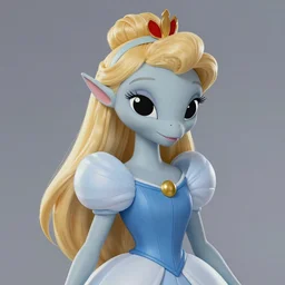 portrait of a grey alien anthropomorphic disney princess in the style of dariusz zawadzki
