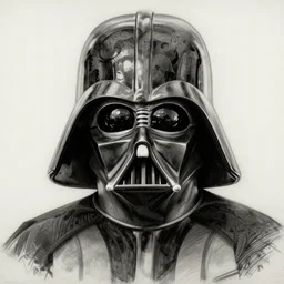 masterpiece, hyper detailed darth vader portrait, detailed sketch by henrique alvim correa and ernst haeckel