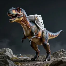 photorealistic dinosaur as astronaut