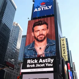 Rick Astley ads in times square, view from below - n4
