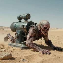 airbrushed machine going wild crawl by kelly freas, geof darrow, fine art masterpiece baked at 3 0 0 f, matte painting, cold lighting, aged desert sun, award winning horror, photorealistic render, cinematic
