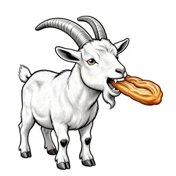a detailed tattoo outline of a goat !biting a churro with its teeeth!, 4k, illustration, sharp focus