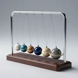 a newton's cradle, where each sphere is a planet, swinging, movement, physics, digital art, concept art, greg rutkowski, trending on artstation