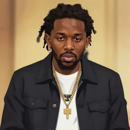 Kendrick Lamar as an anime character in an anime, still, portrait