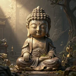 drawing a cute chibi buddha feeling lost,