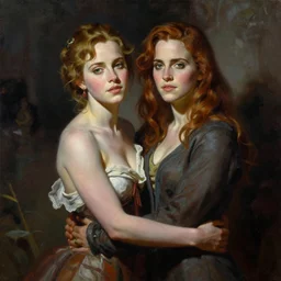 frank frazetta painting of christina hendricks and emma watson