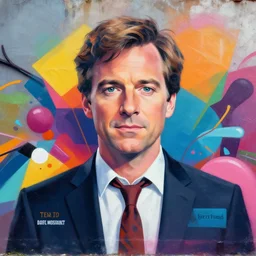 symmetry!! portrait of dwight schrute, by sachin teng, colorful, organic, cables, matte painting, geometric shapes, hard edges! graffiti, street art