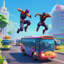 Epic photo of fortnite ninja epic Duo Stunt trick with Blazed jumping 10 fortnite battle buses