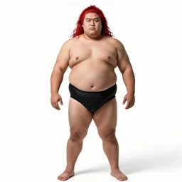 red-haired sumo wrestler, photorealistic portrait photography, full body, standing, isolated on a pure white background, centered, whole figure in frame, sharp focus, studio lighting