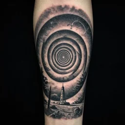 tattoo by jeff koons and!!!!!! junji ito!!!!!! spirals, studio setting